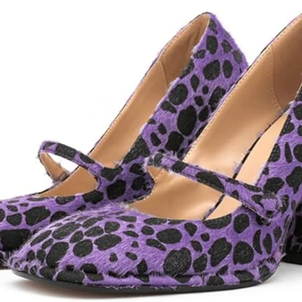 LEOPARD PRINT FAUX FUR CHUNKY PUMPS - Picture 4 of 4